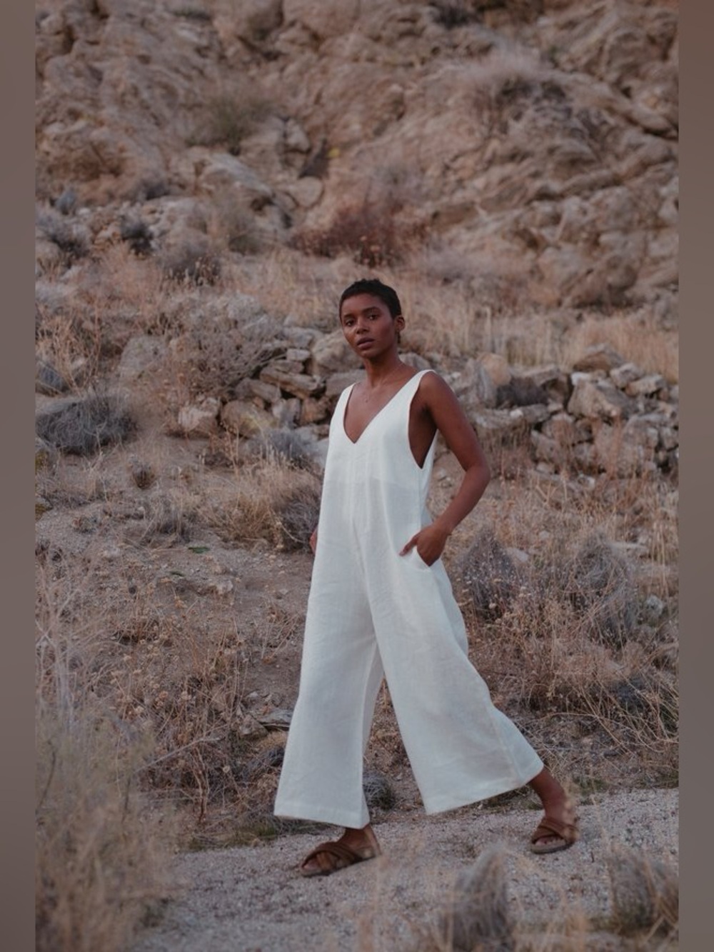 OZMA Linen Vanessa Romper xs Extra Small NWT Natural